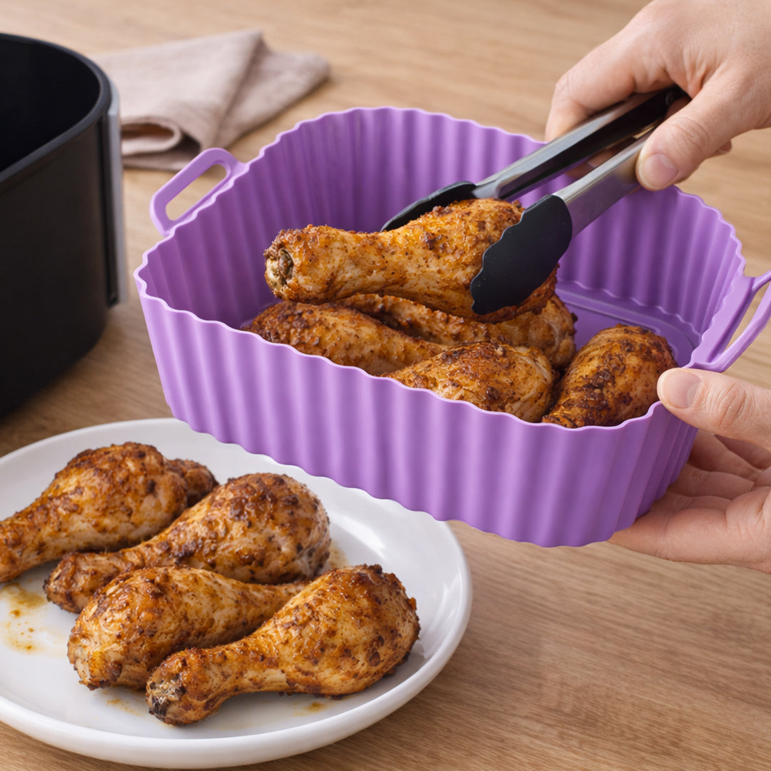 Molde de Silicona Cuadrado para Air Fryer con Asas
