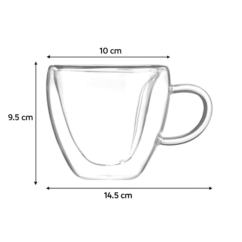 Taza de vidrio doble pared con diseño interior 300ml