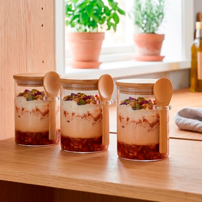 Frasco con Cuchara de Bambú 600ml