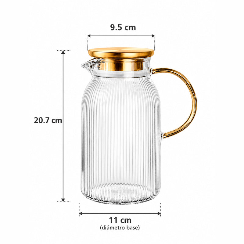 Jarra de vidrio premium con tapa dorada 1500ml