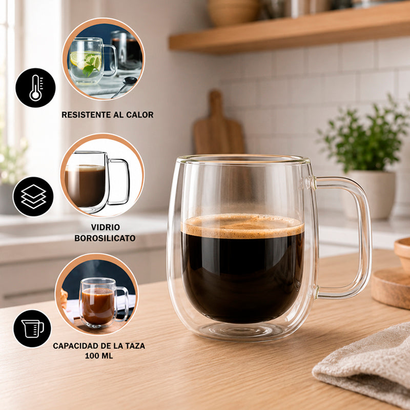 Taza Doble Vidrio Borosilicato 350 ml