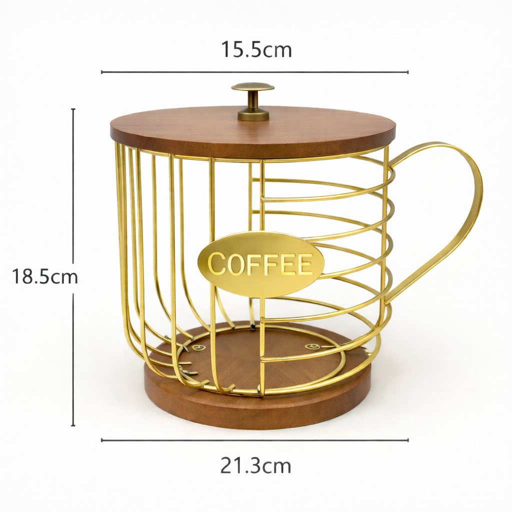 Organizador de Cápsulas de Café con Tapa de Madera