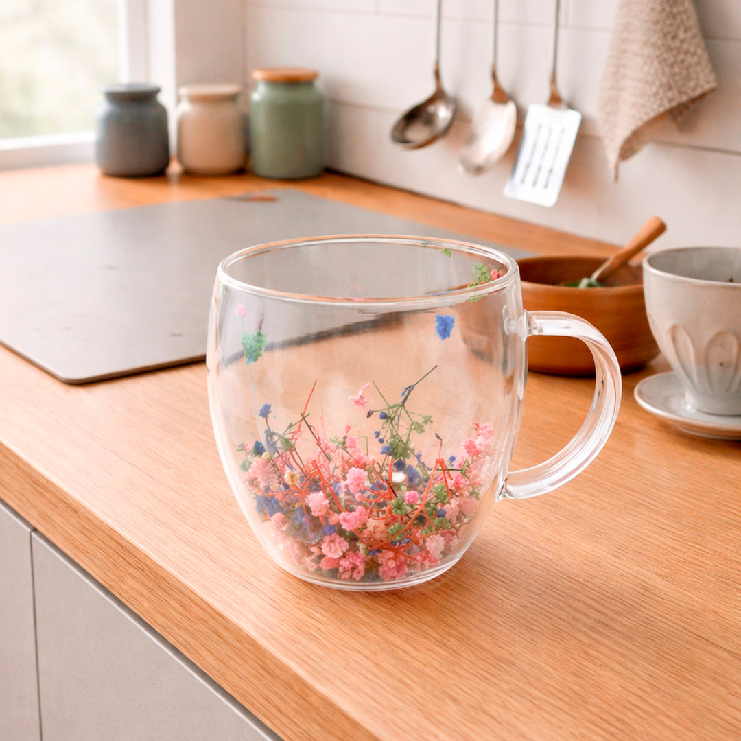 Taza Doble Pared con Flores 150ml