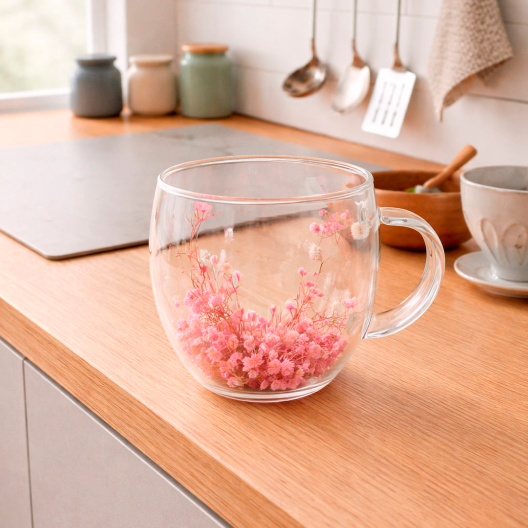 Taza Doble Pared con Flores 150ml