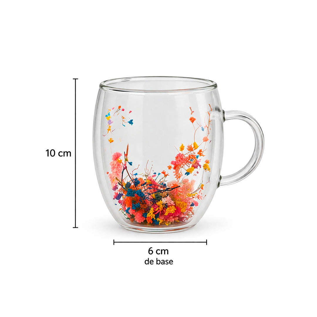 Taza Doble Pared con Flores 150ml