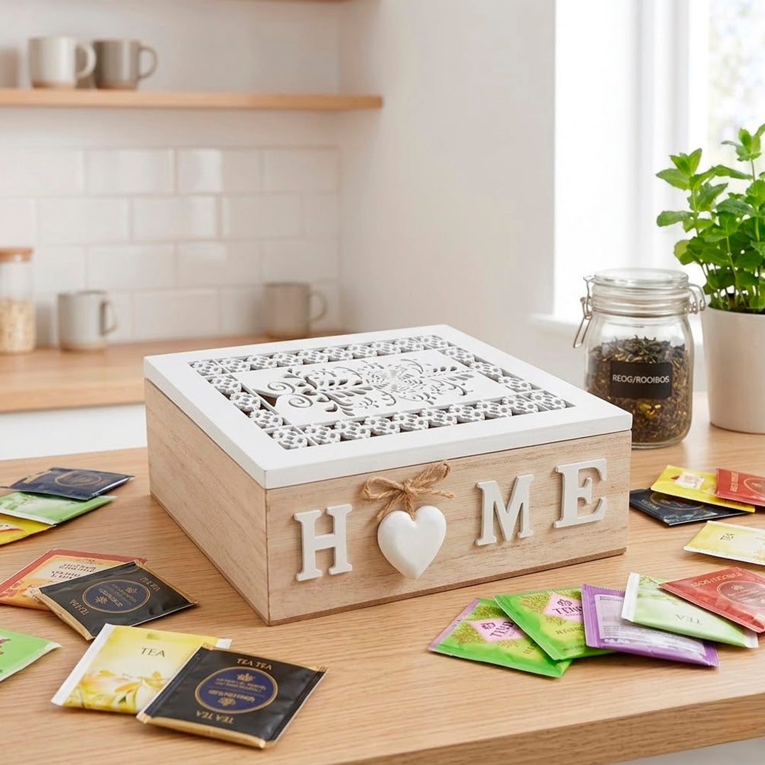 Caja Organizadora de Té de Madera HOME