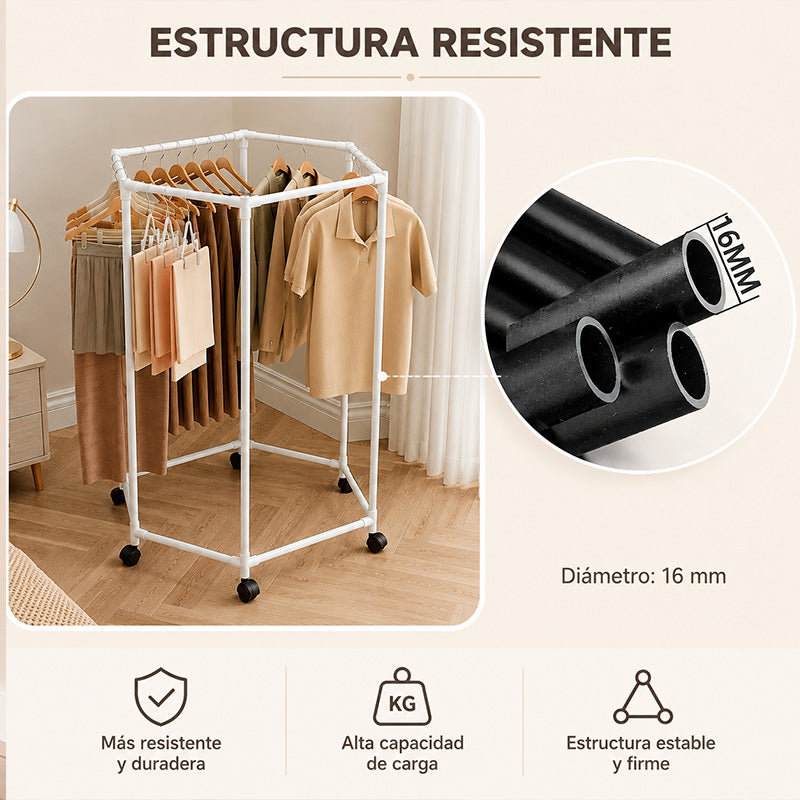 Perchero Organizador Giratorio con Ruedas