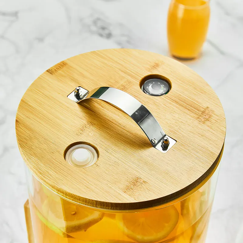 Dispensador de vidrio con base de bambú - 8 litros