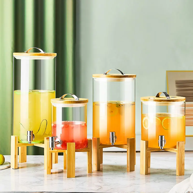 Dispensador de vidrio con base de bambú - 8 litros