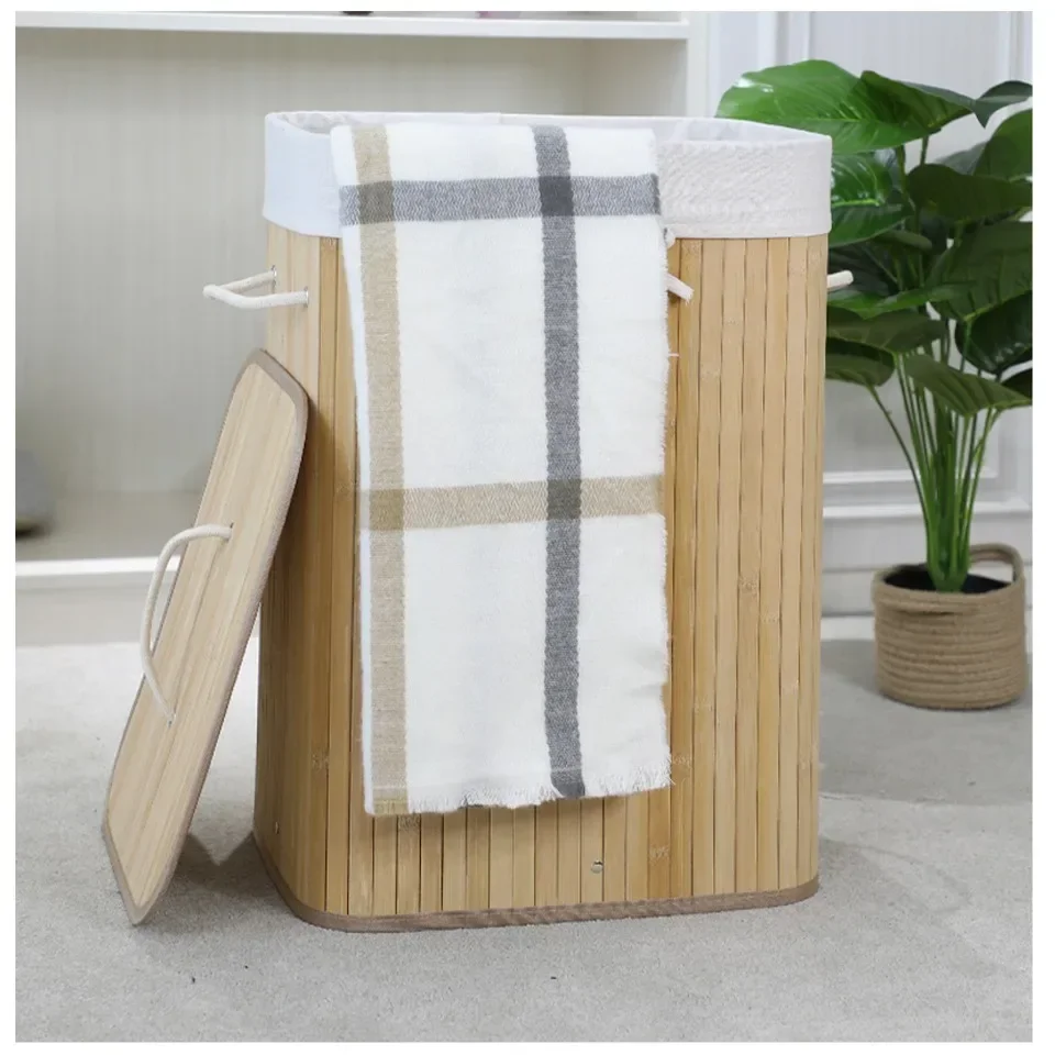 Cesta de ropa de bambú