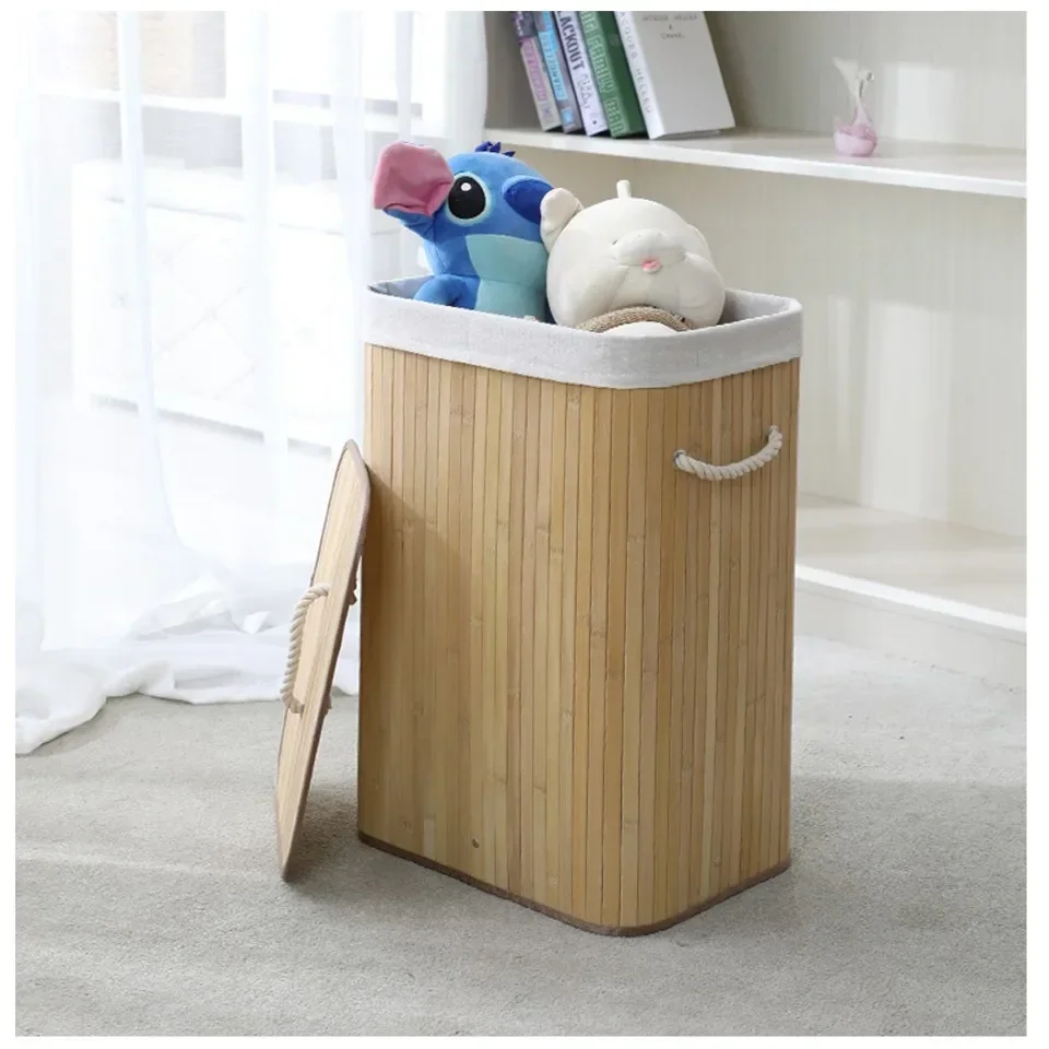 Cesta de ropa de bambú