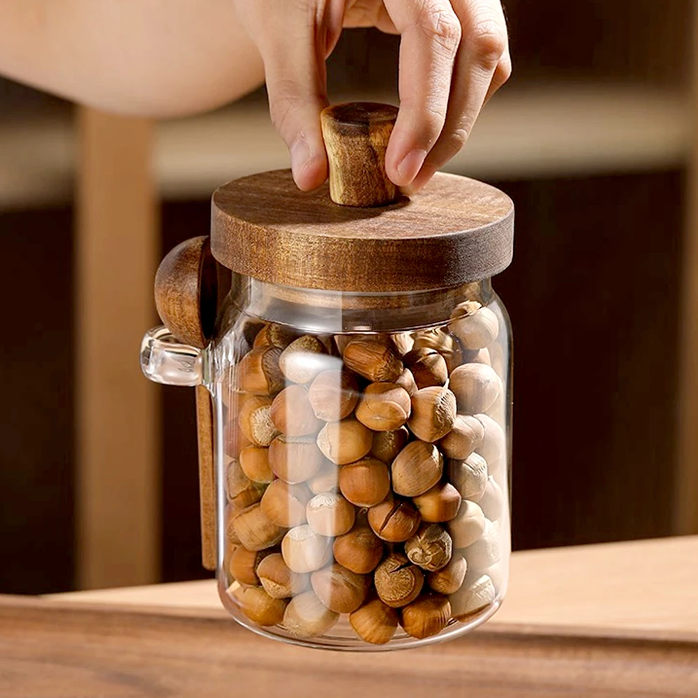 Frasco Hermético con Tapa de Madera 600ml