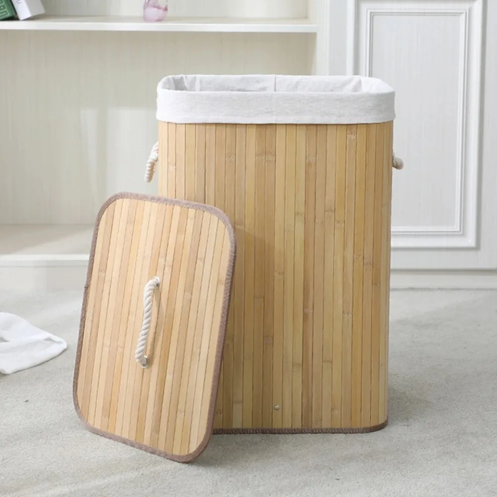 Cesta de ropa de bambú