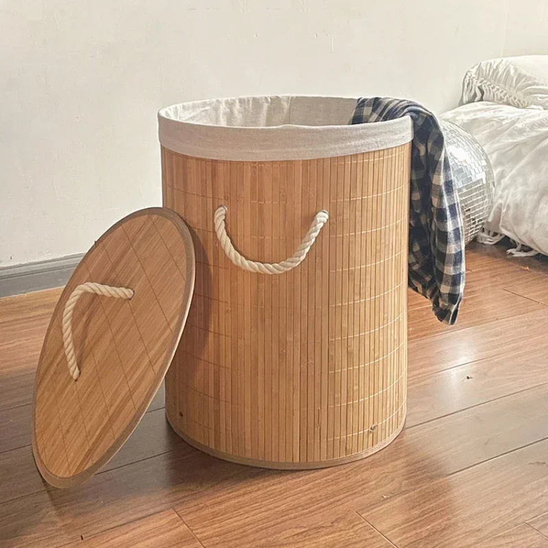 Cesto de ropa de bambú