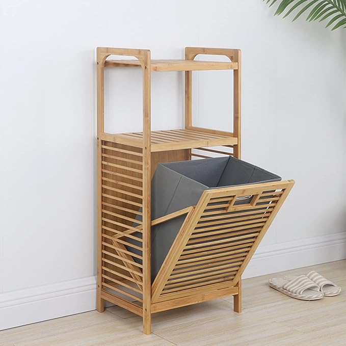 Cesta de ropa de bambú