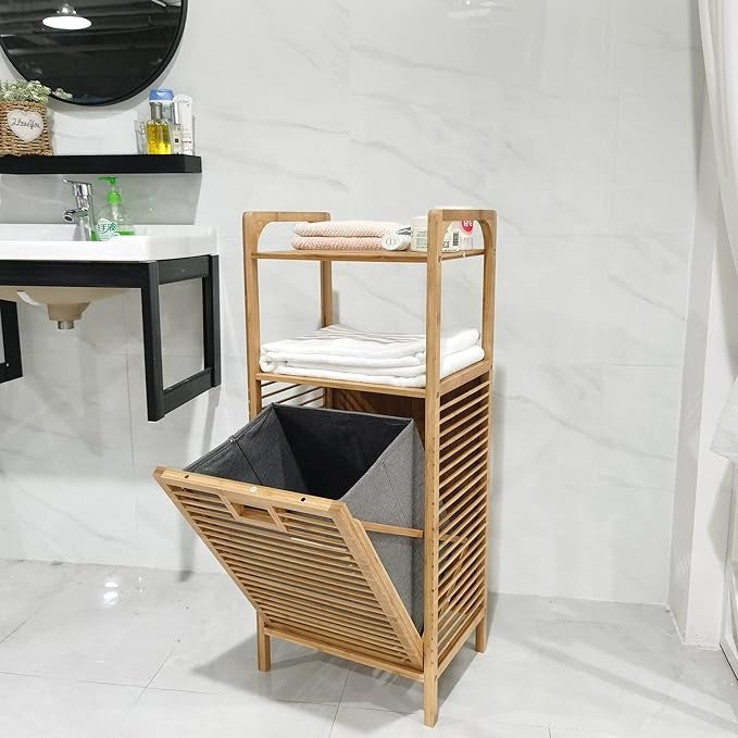 Cesta de ropa de bambú