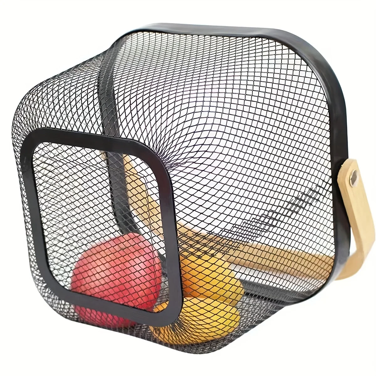 Canasta organizadora con asa de madera