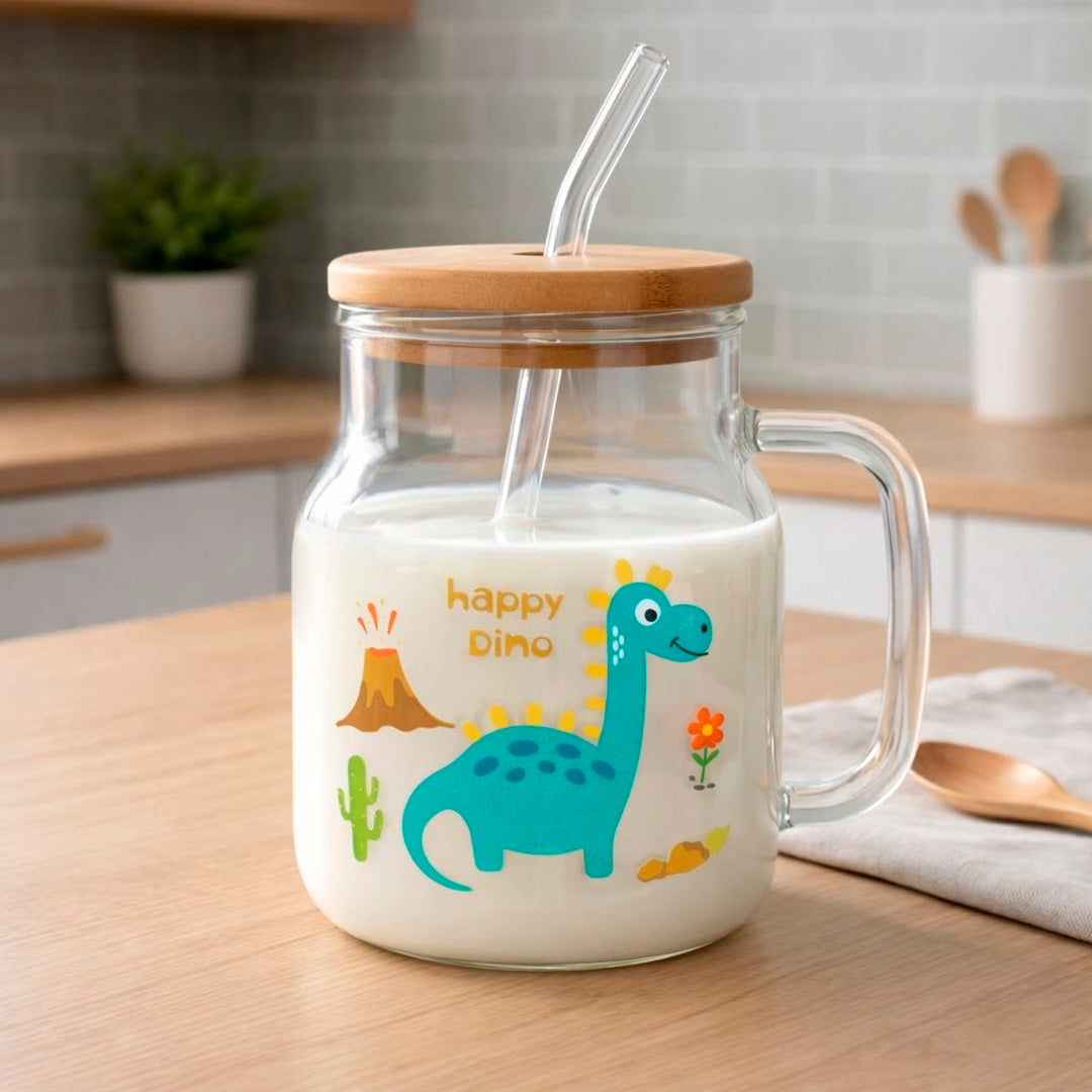 Taza con tapa de bambú diseños infantiles