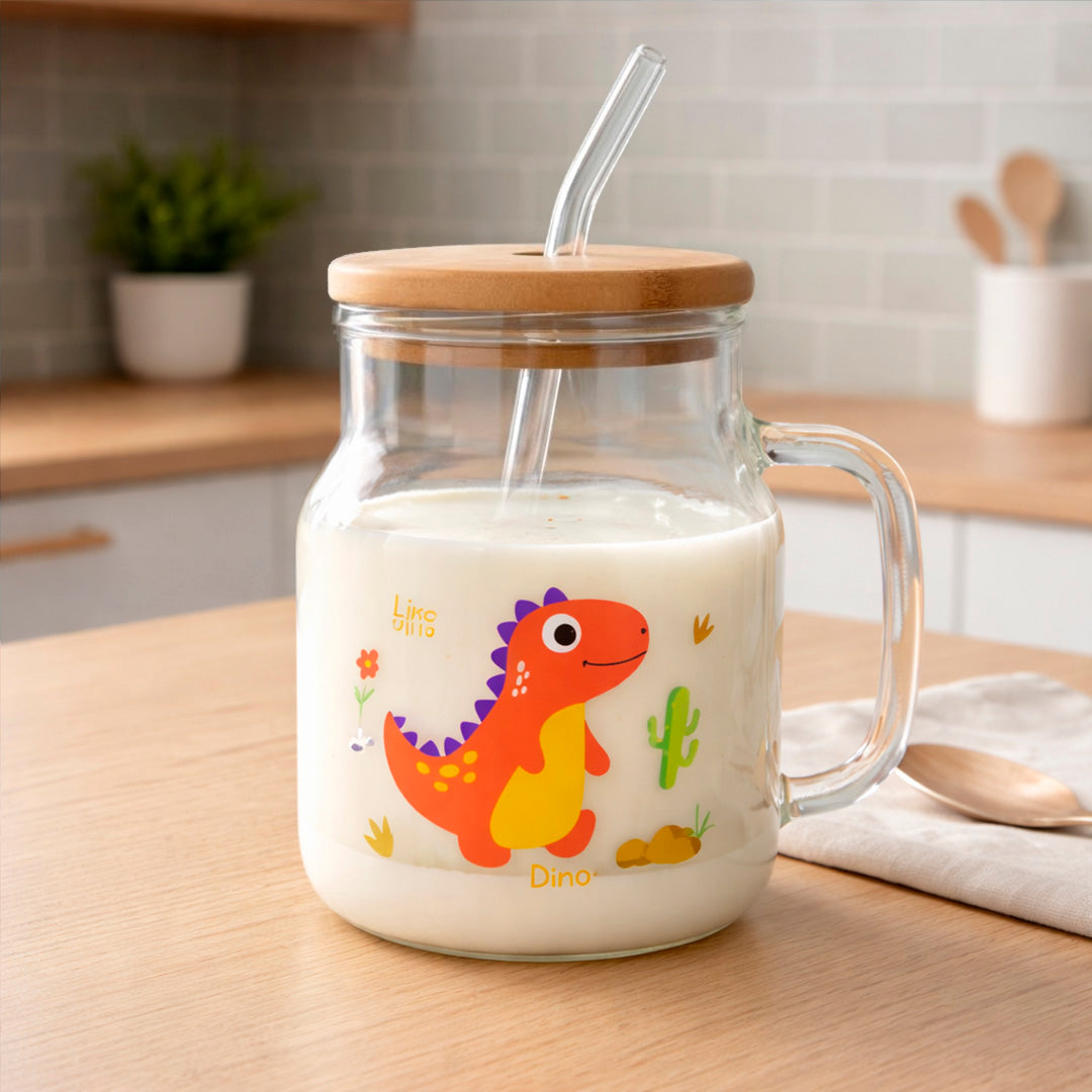 Taza con tapa de bambú diseños infantiles