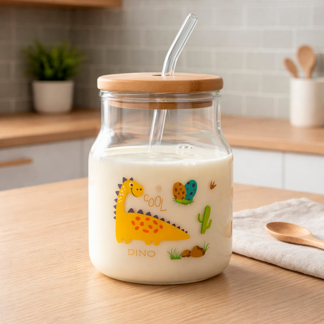 Taza con tapa de bambú diseños infantiles