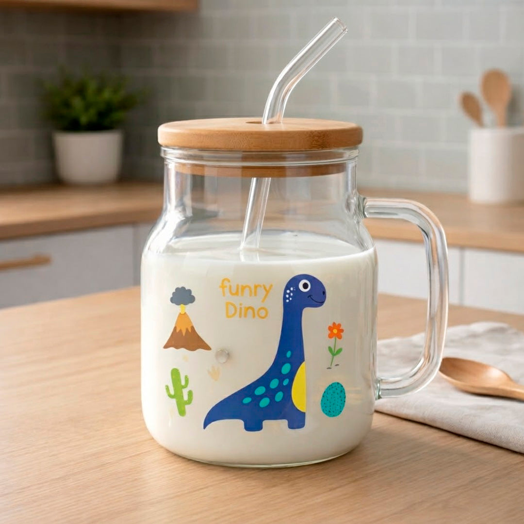 Taza con tapa de bambú diseños infantiles