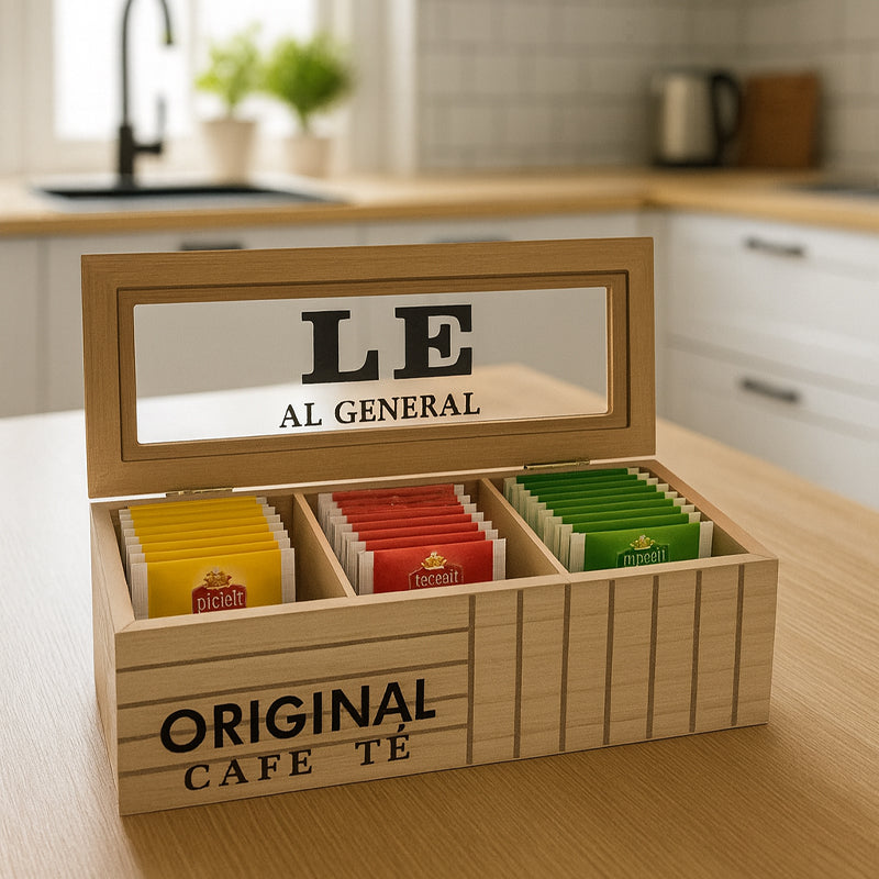 Caja organizador de Té de Madera