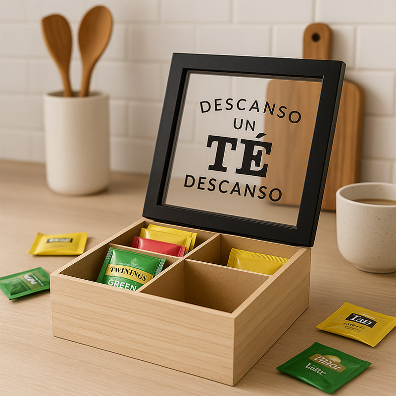 Caja organizador de Té 4 compartimentos