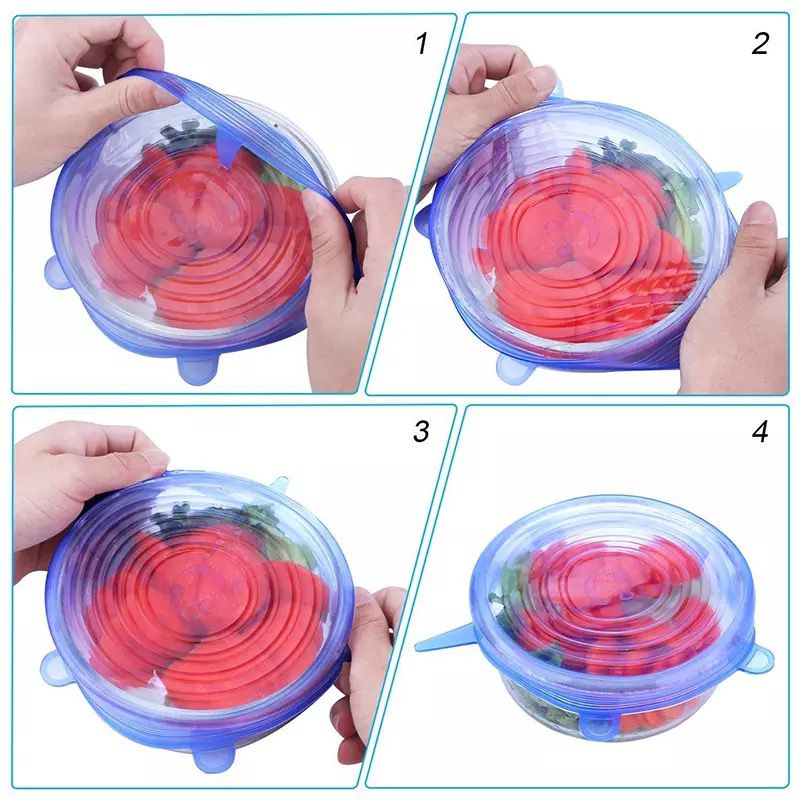 Set de 6 tapas de silicona reutilizable