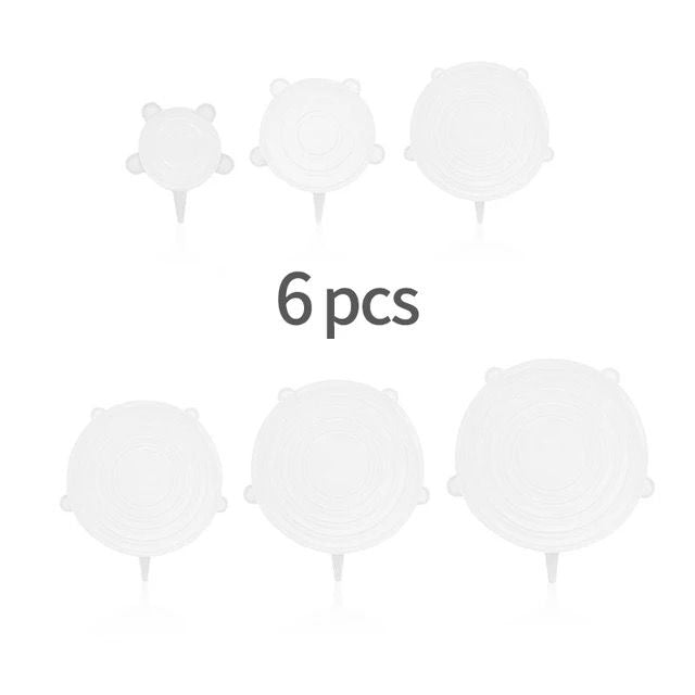 Set de 6 tapas de silicona reutilizable