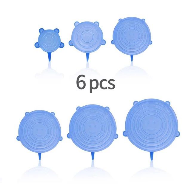 Set de 6 tapas de silicona reutilizable