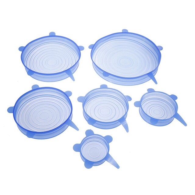 Set de 6 tapas de silicona reutilizable