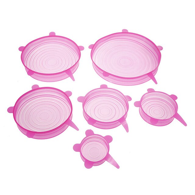 Set de 6 tapas de silicona reutilizable