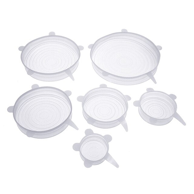 Set de 6 tapas de silicona reutilizable